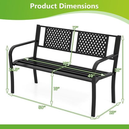 Outdoor Bench Metal Loveseat Patio Bench for 2-3-Person