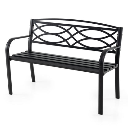 Garden Bench with Curved Armrests and Backrest