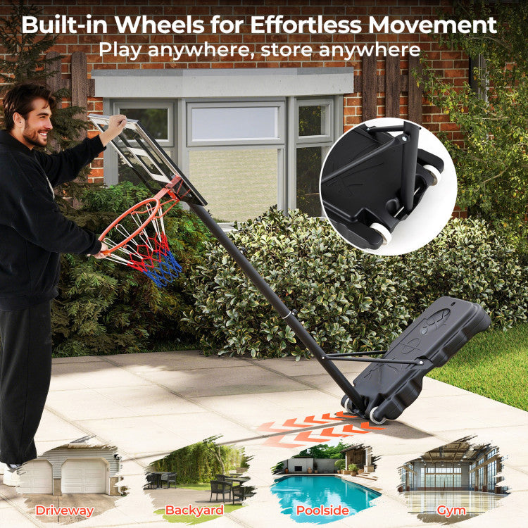 3.3-7 Feet Portable Adjustable Outdoor Kids Basketball Hoop Goal System