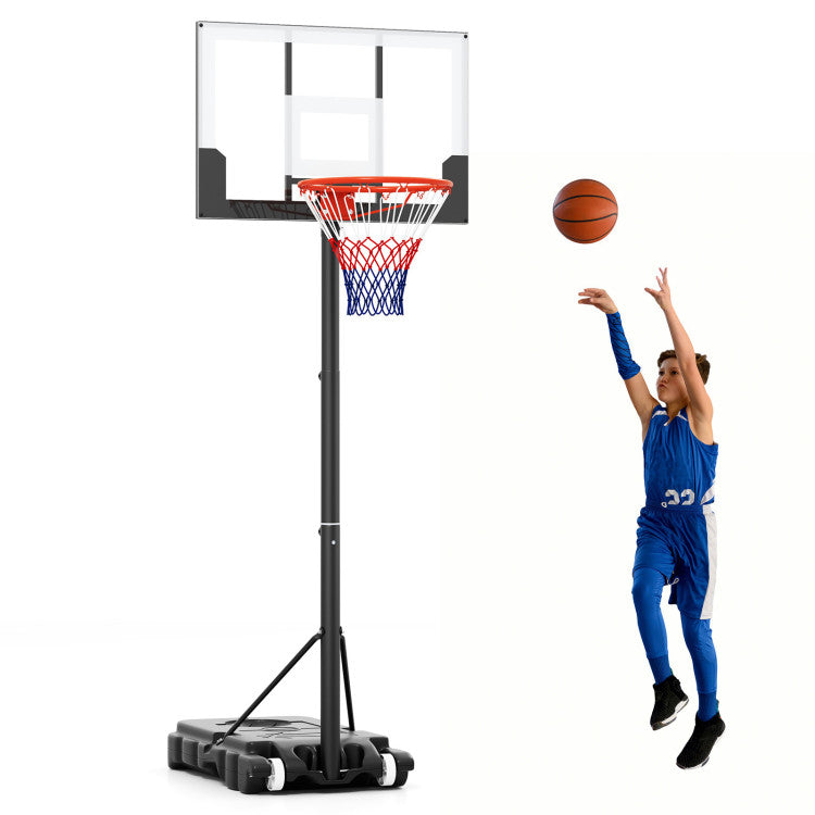 3.3-7 Feet Portable Adjustable Outdoor Kids Basketball Hoop Goal System