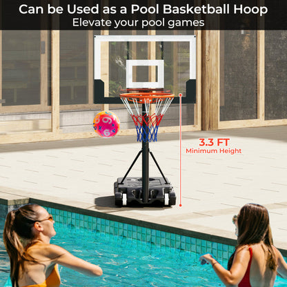 3.3-7 Feet Portable Adjustable Outdoor Kids Basketball Hoop Goal System
