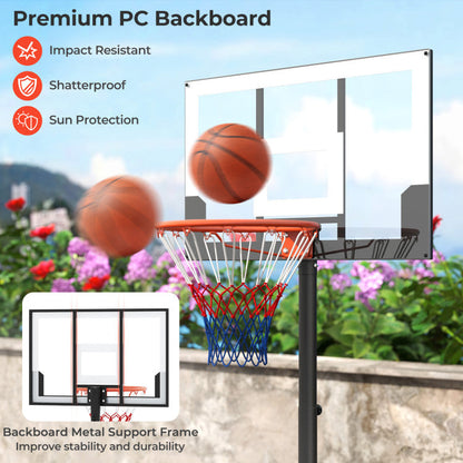 3.3-7 Feet Portable Adjustable Outdoor Kids Basketball Hoop Goal System
