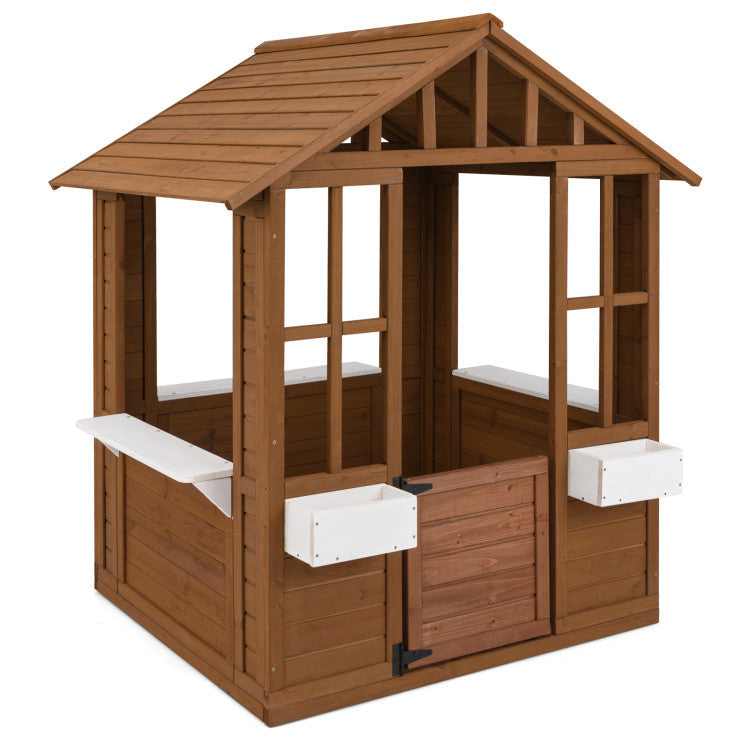 Outdoor Playhouse with Serving Stations and Door for 2+ Years Old