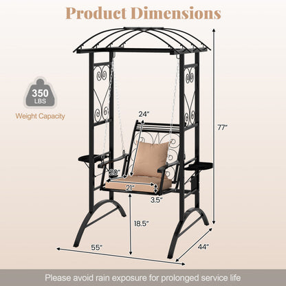 Outdoor Porch Swing with Stand and 2 Trellises for Adults