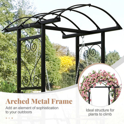 Outdoor Porch Swing with Stand and 2 Trellises for Adults