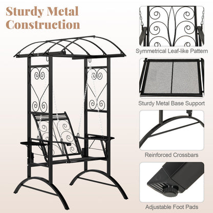 Outdoor Porch Swing with Stand and 2 Trellises for Adults
