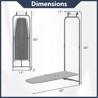 Over the Door Ironing Board Space-Saving Metal Hanging Ironing Board