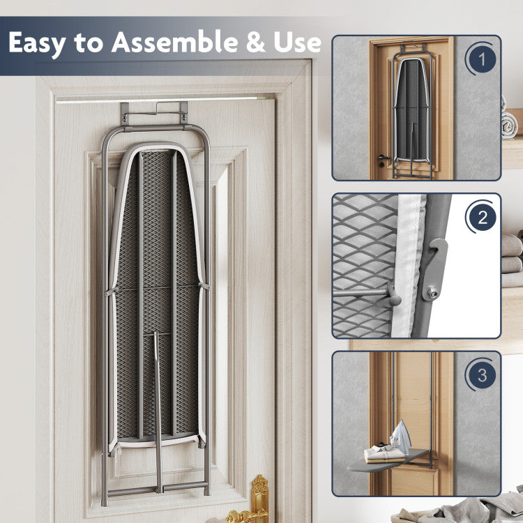Over the Door Ironing Board Space-Saving Metal Hanging Ironing Board