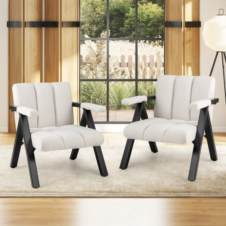 Oversized Accent Chair with Metal Frame and Armrests