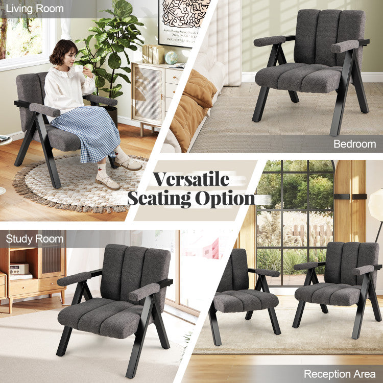 Oversized Accent Chair with Metal Frame and Armrests