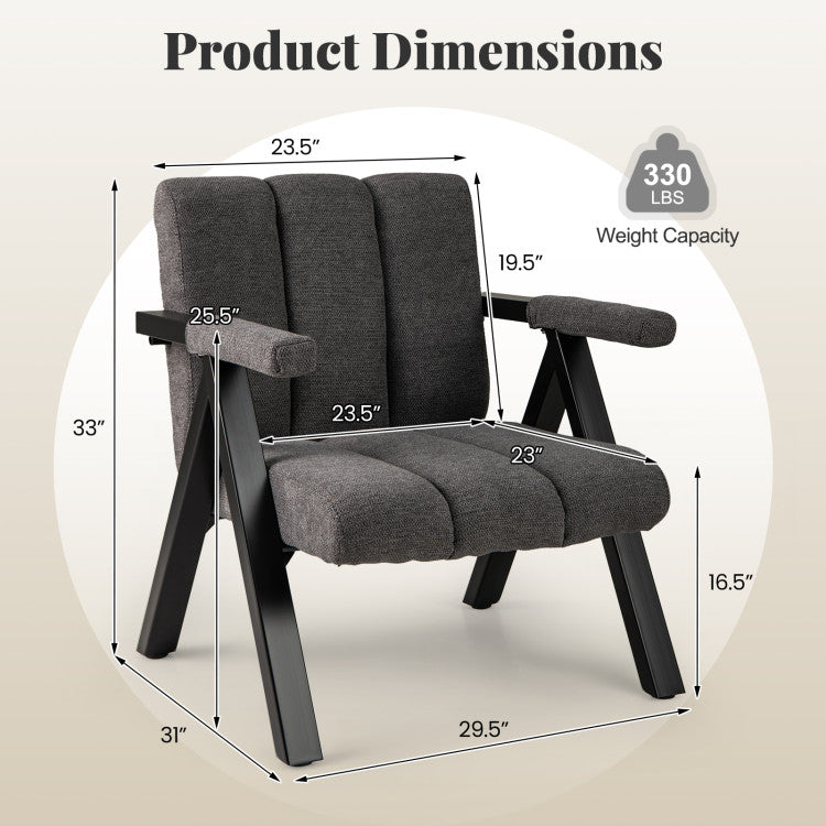 Oversized Accent Chair with Metal Frame and Armrests