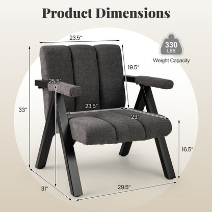 Oversized Accent Chair with Metal Frame and Armrests