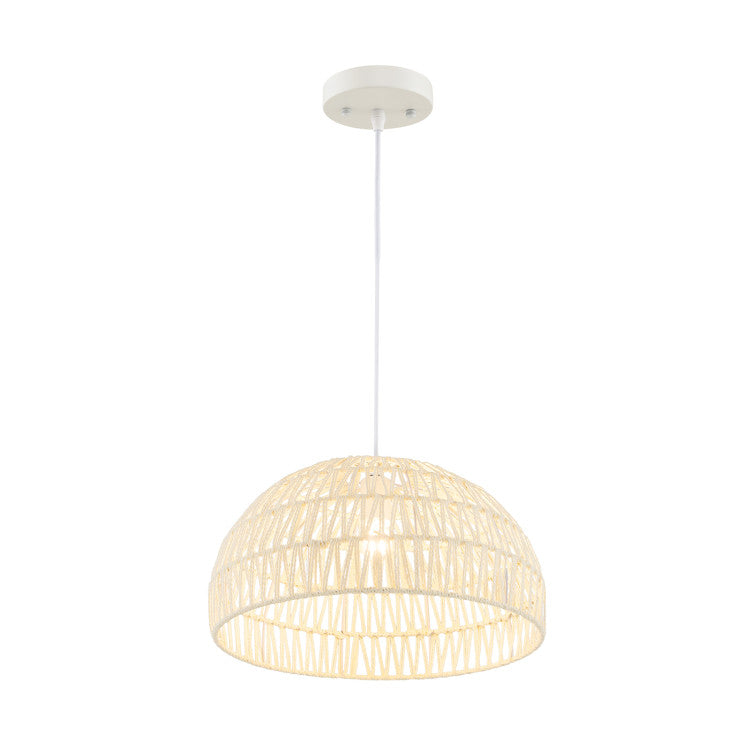 Farmhouse Rattan Pendant Lights with Adjustable Hanging Rope