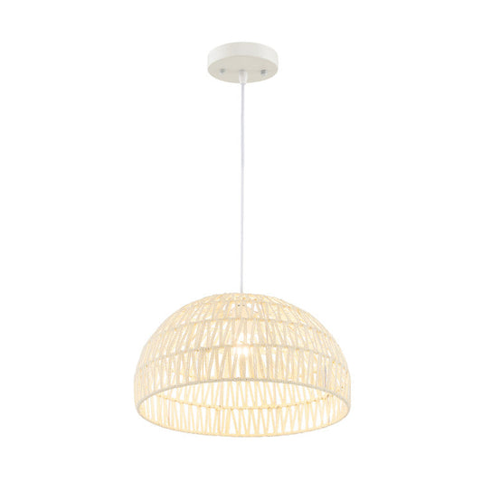 Farmhouse Rattan Pendant Lights with Adjustable Hanging Rope