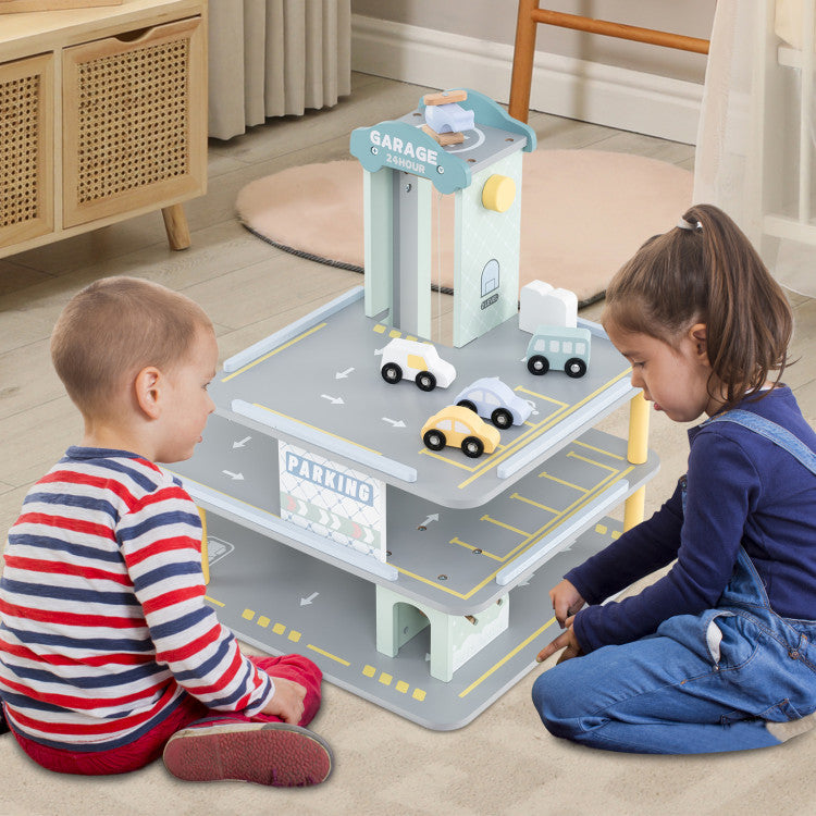 Parking Garage Playset with 4 Cars and Helicopter