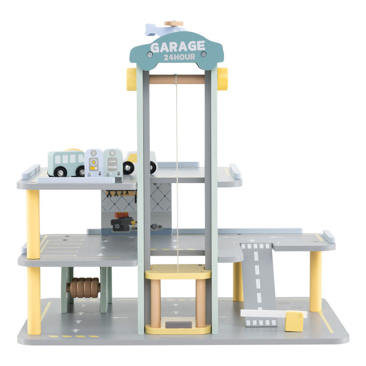 Parking Garage Playset with 4 Cars and Helicopter