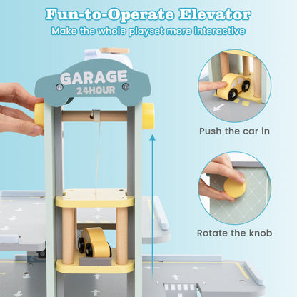 Parking Garage Playset with 4 Cars and Helicopter