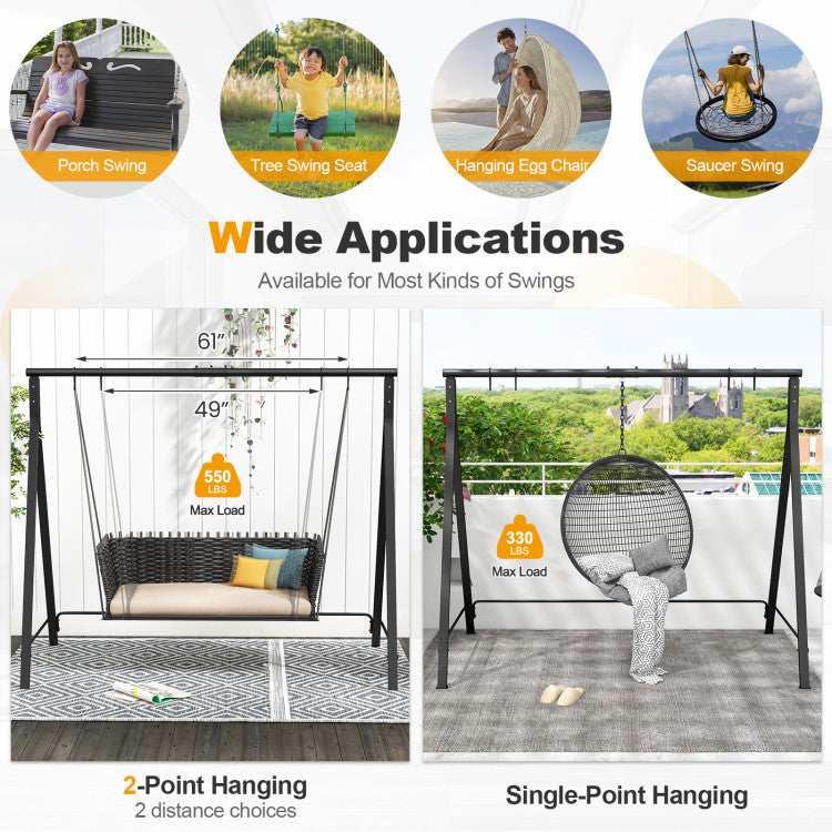 Patio Metal Swing Stand with A-Shaped Structure