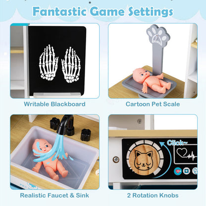 Play Doctor's Office Wood Medical Center Toy Set with Blackboard