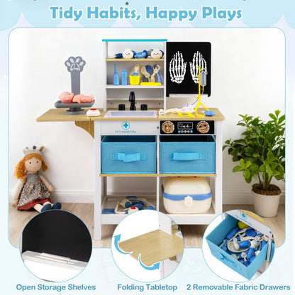 Play Doctor's Office Wood Medical Center Toy Set with Blackboard