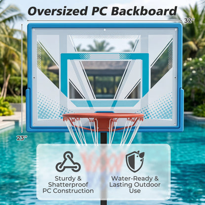 Pool Basketball Hoop with 3-Level Adjustable Height and Weighted Base