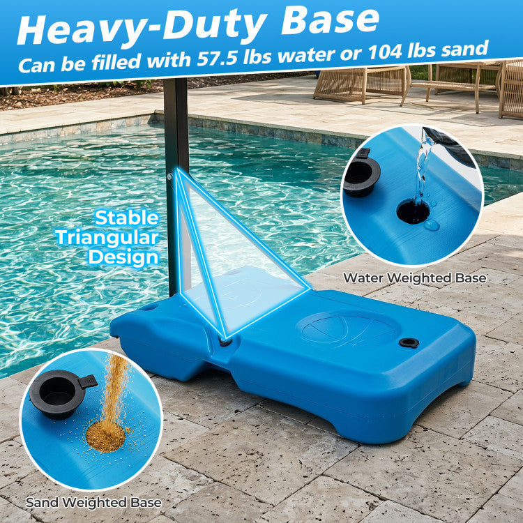 Pool Basketball Hoop with 3-Level Adjustable Height and Weighted Base