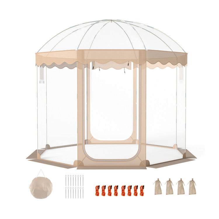 Pop Up Bubble Tent 10x10 FT for 8-10 People Weatherproof Pod with 540° Panoramic Clear PVC