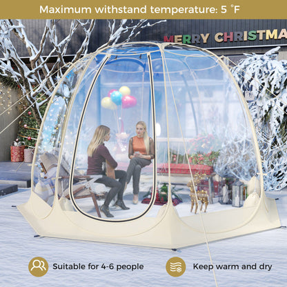 Pop Up Bubble Tent 540° Transparent PVC Igloo 9.5 x 9.5 FT Instant Setup Screen House for 4-6 People