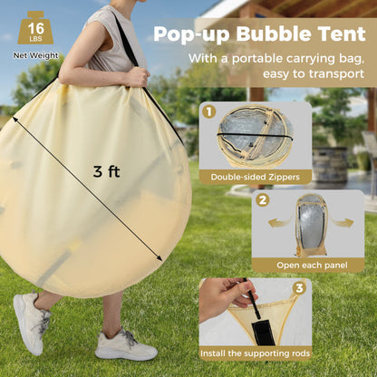 Pop Up Bubble Tent 540° Transparent PVC Igloo 9.5 x 9.5 FT Instant Setup Screen House for 4-6 People