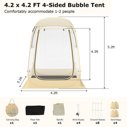 Instant Pop up Sports Tent with Carrying Bag and Floor Mat for 1-2/5-6 People