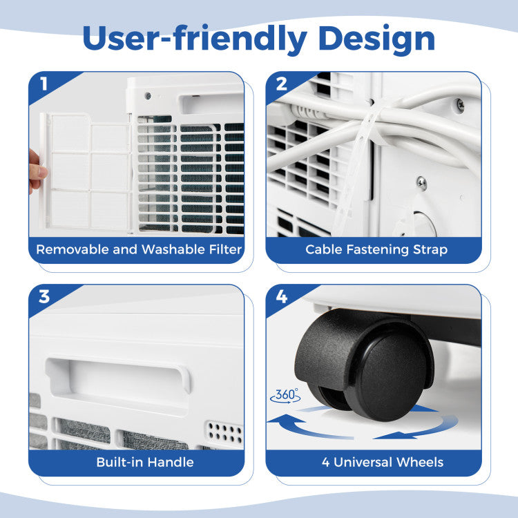 8000/9000 BTU Portable Air Conditioner 3 in 1 AC Unit with Fan and Dehumidifier