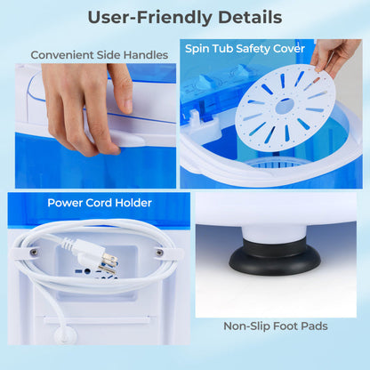 Portable Mini Semi-automatic Washing Machine with Spin Tub and Drain Hose 2.5 kg Capacity