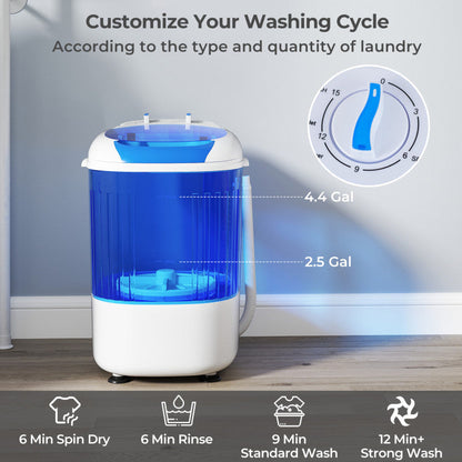 Portable Mini Semi-automatic Washing Machine with Spin Tub and Drain Hose 2.5 kg Capacity