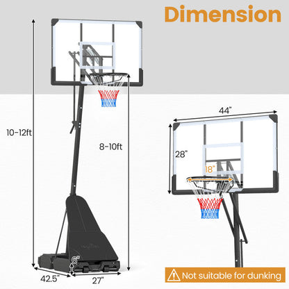Portable Outdoor Basketball Hoop 8-10 FT Height Adjustable Basketball Goal System