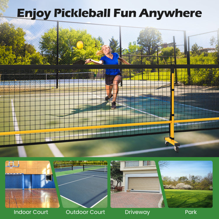 22 FT Portable Pickleball Net with 6 Lockable Wheels and Carry Bag