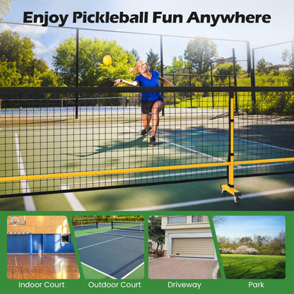22 FT Portable Pickleball Net with 6 Lockable Wheels and Carry Bag