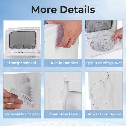 20 lbs Portable Washing Machine with Built-in Gravity Drain