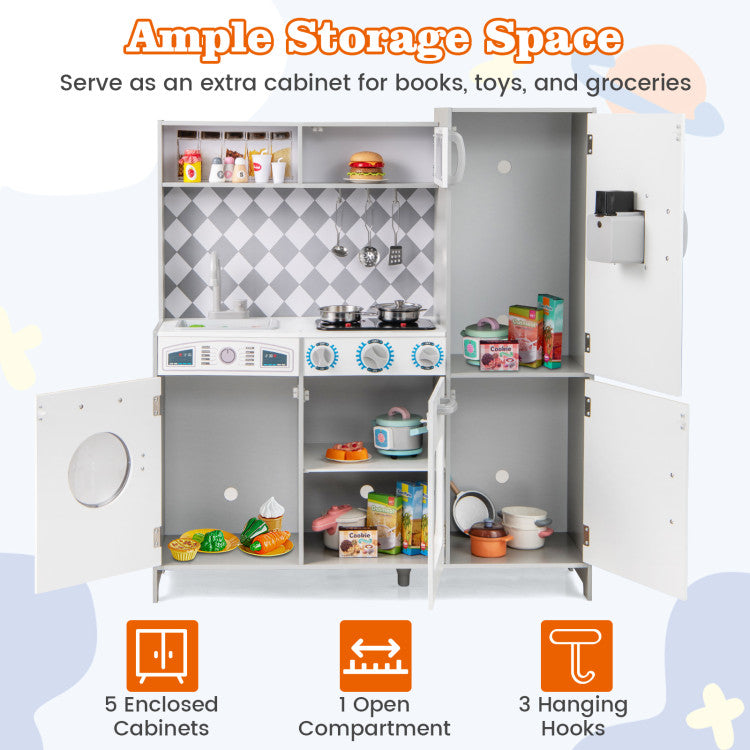 Pretend Play Kitchen for Kids Aged 3+ with Real Sounds and Lights