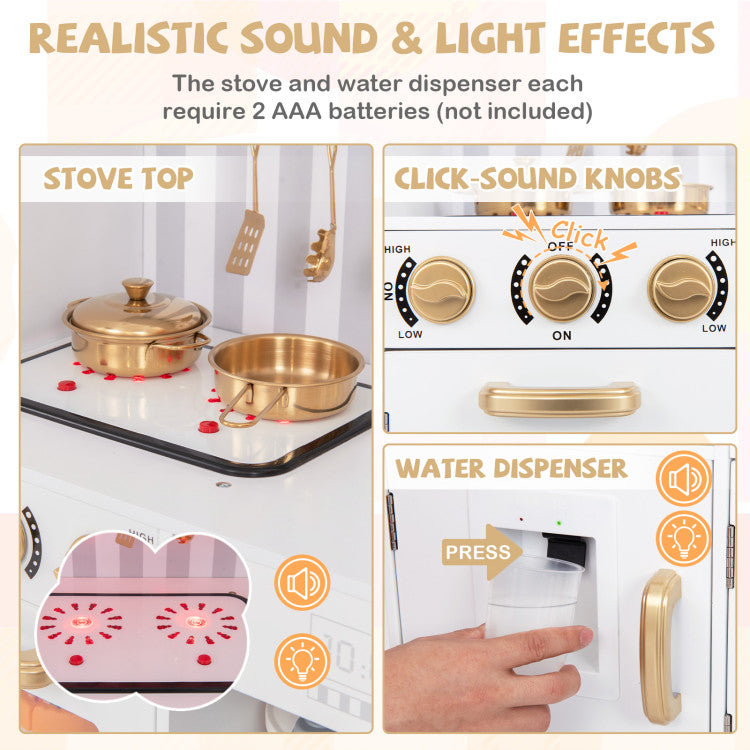 Pretend Play Kitchen for Kids with Real Sounds and Lights