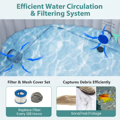 Rectangular Blowup Pool Hottub with 130 Air Jets for 4-6 Person