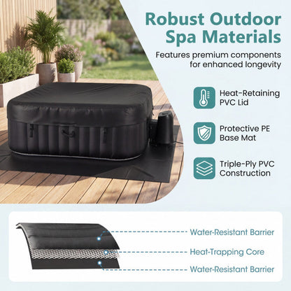 Rectangular Blowup Pool Hottub with 130 Air Jets for 4-6 Person