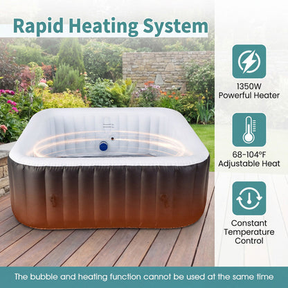 Rectangular Blowup Pool Hottub with 130 Air Jets for 4-6 Person