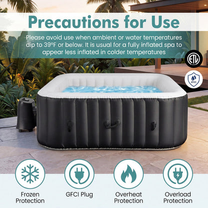 Rectangular Blowup Pool Hottub with 130 Air Jets for 4-6 Person
