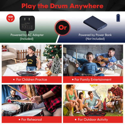 Electronic Drum Set with 2 Build-in Stereo Speakers for Kids