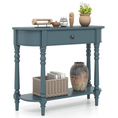 Retro Console Table 36"L Wooden 2-Tier Narrow Behind Couch Foyer Table