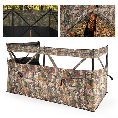See-Through Hunting Blind Panel with Dog Door Pop up Waterflow Blind for 1-3 People