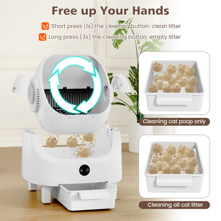 Self-Cleaning Open-Top Cat Litter Box with APP Control for Multi-Cat