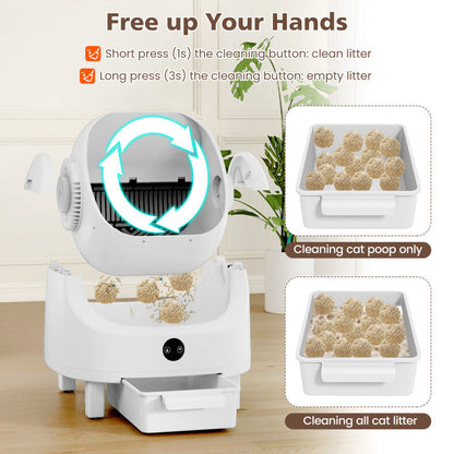 Self-Cleaning Open-Top Cat Litter Box with APP Control for Multi-Cat