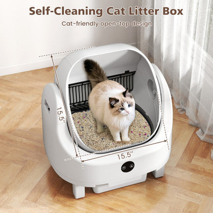 Self-Cleaning Open-Top Cat Litter Box with APP Control for Multi-Cat