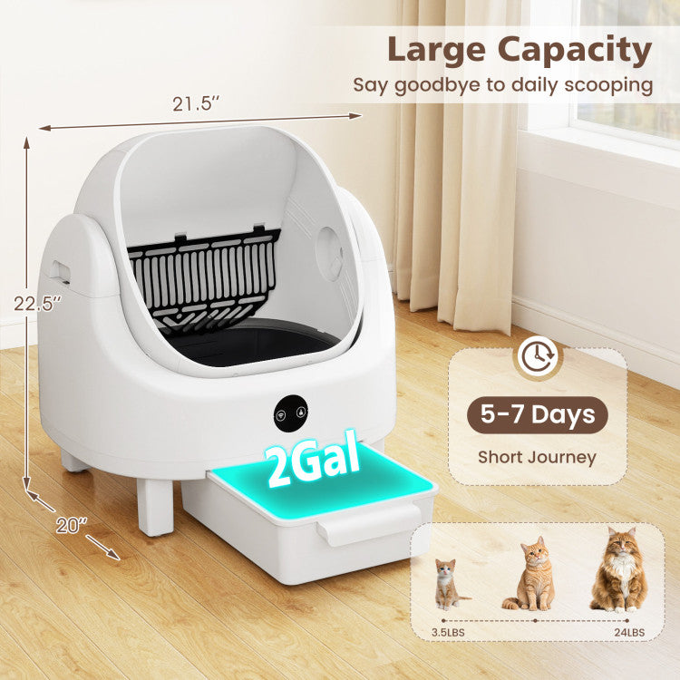 Self-Cleaning Open-Top Cat Litter Box with APP Control for Multi-Cat
